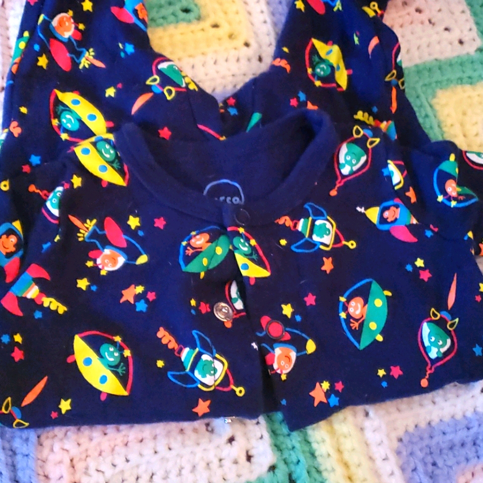 Alien Print. Footed Sleeper